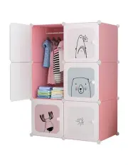 [SOGA] 6 Cubes Portable Wardrobe in Pink