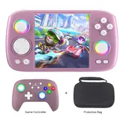 ANBERNIC RG Cube Game Console 128GB TF Card with 4000+ Games Purple + RG P01 Game Controller Purple + Protective Bag