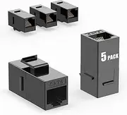 CAT6 RJ45 Keystone Jack (5 Pack) Inline Coupler, Cat6 RJ45 Keystone Coupler, Ethernet Coupler Female to Female Cable Extender, Black