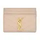 【YSL】MONOGRAM系列V字縫線魚子醬牛皮名片夾(駝/金423291 BOW01 2721)