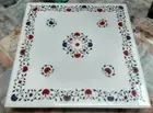 30" white marble dining cofee center corner side onax inlay malachite table top