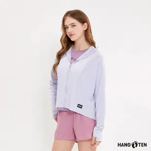 Hang Ten-女裝-恆溫多功能-冰絲涼感高彈遮陽防曬針織斗篷外套-霧紫