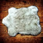 Classic Bear Skin Rug, Faux Fur, White Polar Bear, Arctic Wolf, Hand Made USA