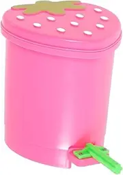 ERINGOGO Cute Strawberry Mini Trash Can with Lid Portable Plastic Wastebasket for Home Bathroom Office Lightweight Desk Trash Bin Kawaii Design