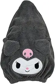 Sanrio 067610 Face Shape Cap Towel, Chromi, Body: 85% Polyester, 15% Nylon, Ribbon, Face, Filling: 100% Polyester, One Size Fits Most Adults Black