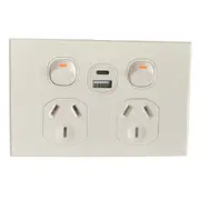 3A AU Double Powerpoint with USB A & C Charging Sockets – SAA – Slim– White