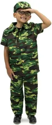Army Commando Halloween Costume, Unisex Military Camo Soldier Uniform Age 5-6