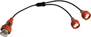 Adapter Splitter Extension Lead 20A 5 Pin Plug to 2 x 3 Pin 20A Flat Single Phase Socket, Heavy Duty