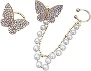 [WOFASHPURET] Sparkly Clip on Earrings Women Rhinestones Jewelry Hoop Earrings for Women