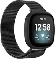 Aergood Compatible with Fitbit Versa 3/Sense Bands, Magnetic Metal Stainless Steel Wristbands Replacement Solo Loop Straps Women and Men for Versa 3/Sense