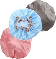 SHERCHPRY 3pcs Waterproof Shower Cap Set for Women Men Bath Hair Cover Decorative Bathing Hat Travel Bath Cap Elastic Headband for Short Medium Hair
