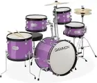 5-Piece Junior Starter Drum Kit with Cymbals, Hardware, Sticks, & Throne - Purpl