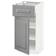 METOD / MAXIMERA base cabinet with drawer/door, white/Bodbyn grey, 40x37x80 cm