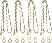 4pcs Ball Type Basin Chain Bathtub Chain Brass Bathtub Pull Cord Chain Bathtub Stopper Chain Sink Plug Chain S Shaped Hook Bead Chain Long Lanyard Bead Chain