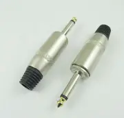 Audio Microphone Cable 6.35mm 1/4" Mono Jack Male Metal Plug Connector Adapter