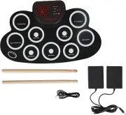 Electronic Drum Set, Roll up Drum Set, 9 Pads Roll up Drum Practice Pad Drum Kit