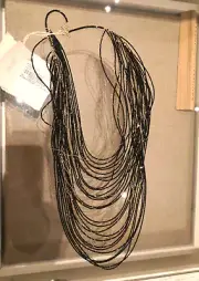 New Brunello Cucinelli 925'Silver Monili/Black Spinel Beaded Strings Necklace