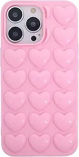 DMaos for iPhone 13 Mini Case for Women, 3D Pop Bubble Heart Gel Cover, Cute Girly for iPhone13 Mini 5.4 inch - Baby Pink