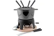 Sierra Cast Iron Fondue Set, 11 Piece (Black)