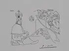 Pablo Picasso: Couple Aroused And Voyeur Hidden, Lithography Erotic Signed