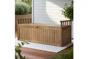 Gardeon Outdoor Storage Bench Box 129cm Wooden Garden Toy Chest Sheds Patio Furniture XL Natural