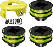 RAC118 Spool Line Trimmer Strimmer for Ryobi RLT3025F / S, RLT3525S, 1.2 mm Grass Trimmer Brush Cutter Spool Line, Double Autofeed Spools with Spool Cover and Spring (3 spool + 1 cover + 1 spring)