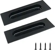Bonsicoky 2 Pcs 4.7" Finger Flush Pulls - Aluminum Alloy Recessed Barn Door Handle - Rectangular Sliding Closet Handles for Drawers Cabinet Pocket Door - Black(Width: 40mm)