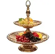 Fruit Bowls European Glass Fruit Bowl,Double-Layer Fruit Tray,Dessert Display Stand,Candy Nuts Snack Serving Storage Trays,Coffee Table Ornaments Snack Plate