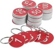 HOODANCOS 100pcs Abs Round Numbered Tags Plastic Numbered Discs Metal Rings for Hangers Plastic Key Labels