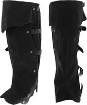 rockible Costume Boots Covers Renaissance Steampunk Leg Guards PU Boot Top Covers Pirate Boot Tops Shoes Cover for Cosplay Stage Show Pirate Men, Black