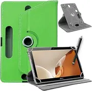 SU 10 inch Tablet Case - Universal Stand Case Folio Cover Magic Leather 360° Rotating Case Fits for ALL 10in Inch & 10.1in Inch Tablets + Stylus Pen (GREEN)