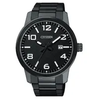 在飛比找ETMall東森購物網優惠-【CITIZEN 星辰】石英指針男錶 不鏽鋼錶帶 黑色錶面 