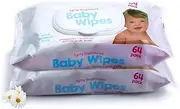 128pcs Lightly Fragranced Baby Wipes - Aloe Vera and Chamomile Scented, Dermatology Tested, Alcohol Free, pH Balanced, Soft and Gentle, 2pk