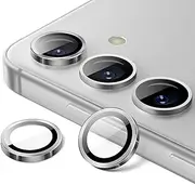 JETech Camera Lens Protector for Samsung Galaxy S24+ / S24 Plus, 9H Tempered Glass Metal Individual Ring Cover, Easy Installation Tray, HD Clear, 1 Set (Marble Gray)
