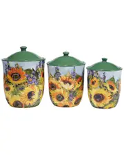 Certified International Sunflower 3pc Bouquet Canister Set