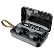 Bluetooth Earphone With Noise Reduction & Led Display Hand Strap Black Earbuds