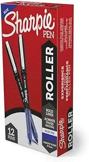 Sharpie Rollerball Pen, 0.7mm Arrow Point Tip, Blue, Box of 12