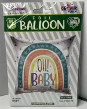 Oh Baby Square Shape Decorative Mylar Foil Balloon 18” Kaleidoscope Brand