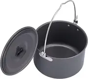 Camping Pot, Aluminum Alloy High Temperature Resistance Outdoor Cooking Pot, Uniform Heating Large Capacity Camping Cook Pot with Lid, for 6‑8 People