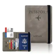 RFID Blocking Passport Holder for Travel Accessories Passport Purse Card Wallet -Grey