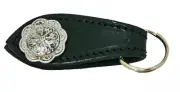 KEY RING English Bridle Leather with Jeremiah Watts Concho