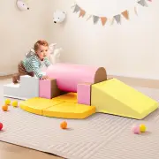 Costway10-Piece Soft Foam PU Leather Climbing Toys Building Blocks for Toddlers-Yellow