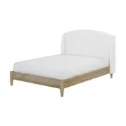 Aetiusa Winged Fabric Hardwood Bed Frame - Snow White