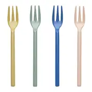 Ecology Apostle Set of 4 Cake Forks 13cm - Assorted Colours Blush, Ochre, Periwinkle, Sage