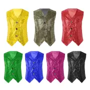 Kids Boy Glittery Sequined Vest Hip Hop Jazz Dance Waistcoat Performance AU