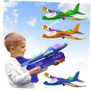 3 Pack Foam Airplane Launcher Toys, 2 Flight Mode Glider Plane,Kids Flying 3&1