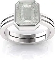 [Akshita gems] 2.25 Ratti 1.00 Carat White Sapphire Silver Plated Ring Lab Certified Loose Gemstone Certified Safed Pukhraj Adjaistaible Ring, free size, Nnatural Sapphire, White Sapphire, White