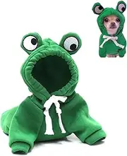 Funny Pet Clothes Cute Green Little Frog Dog and Small Dog Autumn and Winter Sweatshirt Fashion Plush Cotton Outdoor