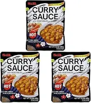 S&B Hot Curry Sauce with Vegetables, 210 g (Pack of 3)
