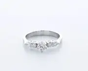 0.9 CTW Natural Diamond H/SI2 Round Cut 14K White Gold Prong Classic Accent Ring